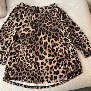JM Collection Leopard Print Blouse Size L